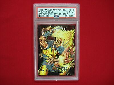 Wolverine Vs. Sabretooth Psa Nm - Mt 8 1992 Marvel Masterpieces Spectra # 3-D