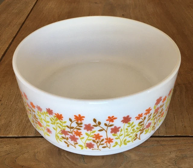 Saladier Arcopal Shell Vintage - Diamètre 21,5 Cm - Motif Fleuri - Occasion TBE
