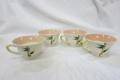 Vintage Set of 6 Weil Ware Tea Cups Bamboo Design 4