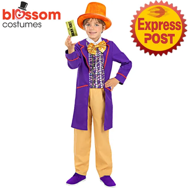 N1060 Roald Dahl Willy Wonka Chocolate Factory Boys Book Week Fancy Kids Costume
