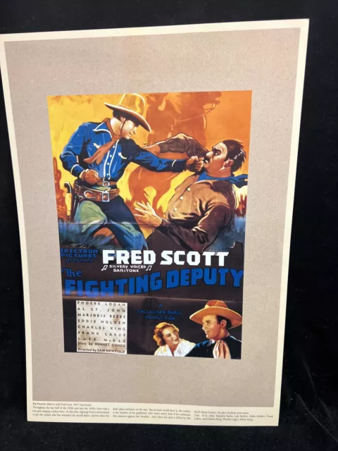 FRED SCOTT in THE FIGHTING DEPUTY (1937) 11"x17" REPRO COWBOY MOVIE POSTER