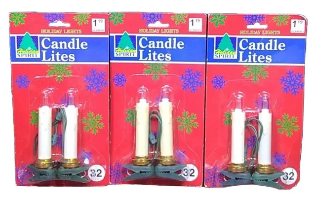 VTG Christmas Tree Clip On Drip Candle Lites 1995 - Set of 6 - 3 Pkgs. NOS