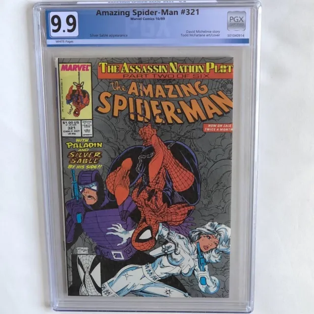 Amazing Spider-Man #321 🔥 PGX 9.9 🔥 Silver Sable Marvel Comic Not 9.8 1989