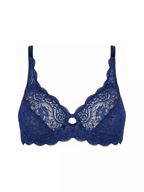 TRIUMPH reggiseno con ferretto AMOURETTE 300 W pizzo contenitivo BLU (6722)