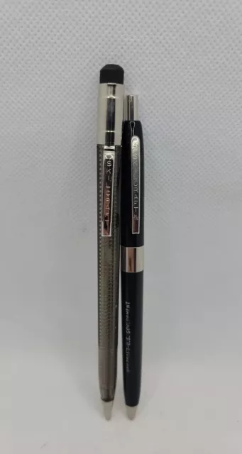 Vintage SKILCRAFT US Government Black Pen & Pencil Set * Chrome Trim