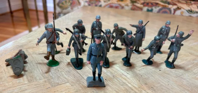 Lot Of 14 Vtg Marx Warriors Of The World Ww2 German Infantry Figs W/Rommel