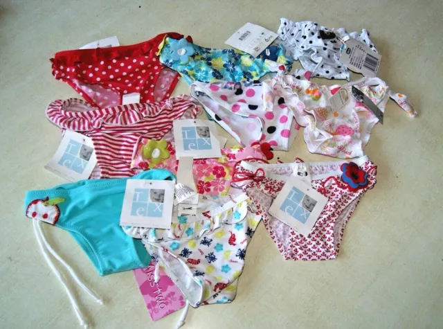 lot revendeur/destockage de 10 bas de maillots de bain fille de  0 à 36 mois