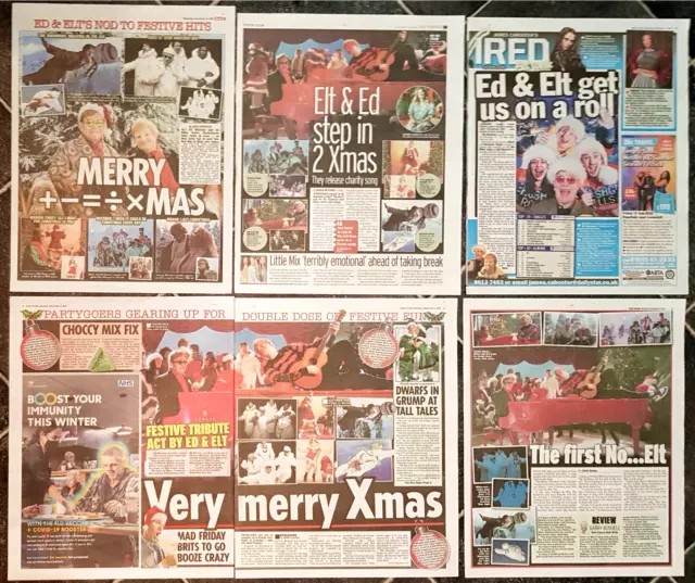 Ed Sheeran & Elton Xmas Single UK Newspaper Magazine Clippings Cuttings