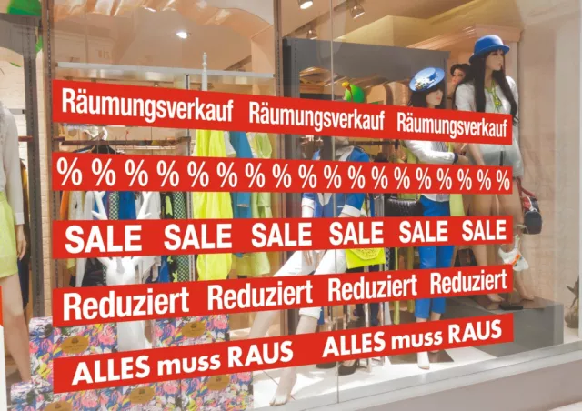 Ankleber, Aufkleber, SALE, Reduziert, Alles muss Raus, Schaufenster, Sticks