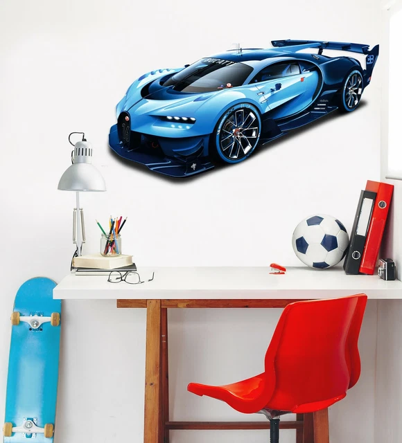 Super Sports Car Blue Car Wallpaper Mural - Photo Poster Decoration By Wall Sticker Studio