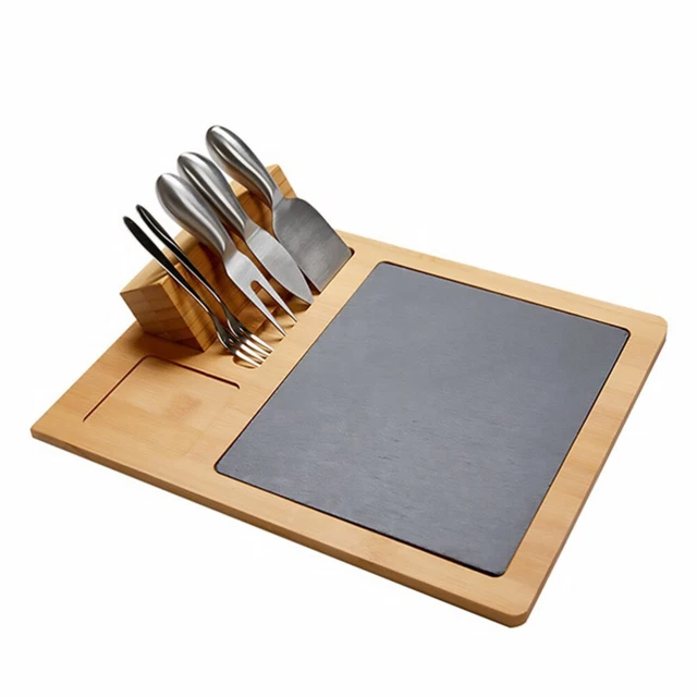 Cheese Board Set Slate Fork Set Steak Cutting Board Bamboo