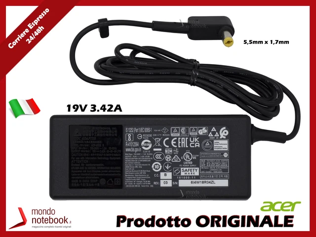 Adaptador De AC Acer ADP-45HE 100-240V 50-60Hz 19V = 2.37A/45W Compatible Con Acer ASPIRE E5 ES1