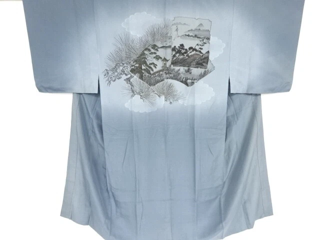 09523# Japanese Kimono / Antique Mens Juban / Scenery