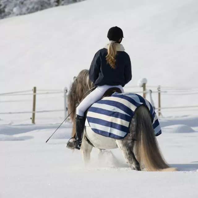 Horseware Rambo Newmarket Competition Fleece -blau/weiß gestreift- Ausreitdecke