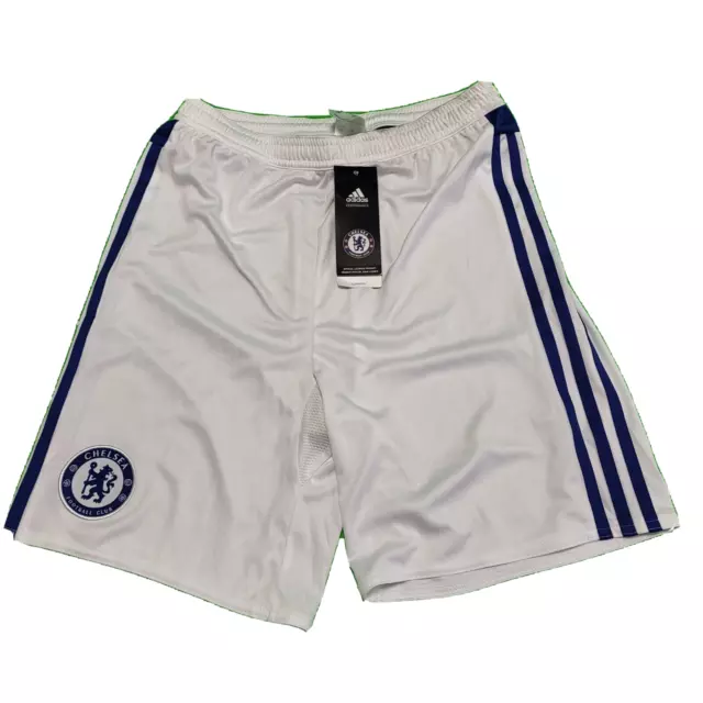 D978 Boy's Adidas White Chelsea Fc Drawstring Sport Shorts 13-14 Years W28 Bnwt