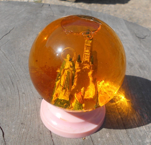 Boule à Neige Souvenir De Lourdes - Occasion, Couleur Jade, Fabrication Française
