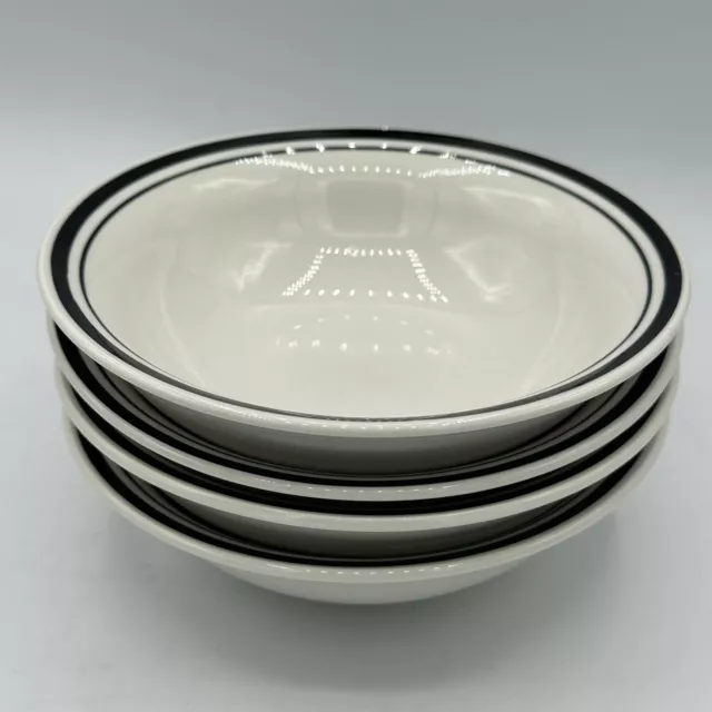 Set of 4 - Target Home Stoneware Bowls - White w/ Black Rim -Soup Cereal