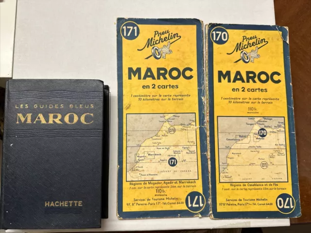 Guide Bleu Maroc 1954 + 2 Cartes Michelin De 1951