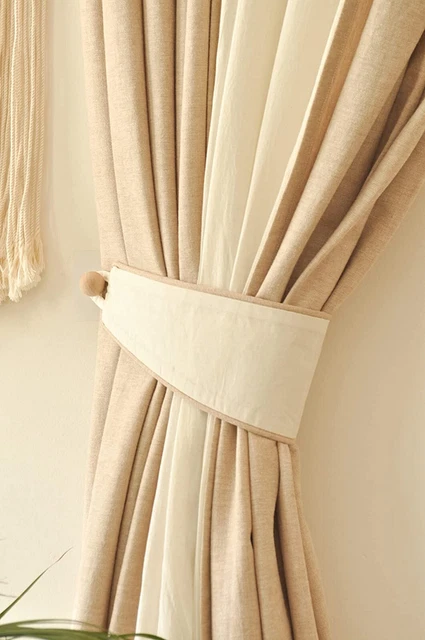 Beautiful Cotton Solid Plain Off White Curtain Tieback 26 Inch Set of 2 Pcs