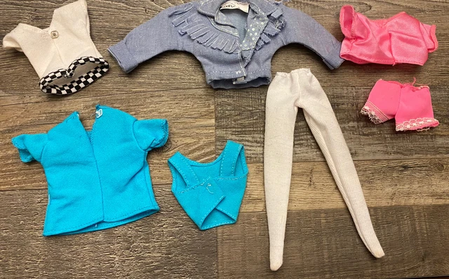 Vintage Barbie Clothes Lot 7 Pieces Jacket Shirts Shorts Leggings