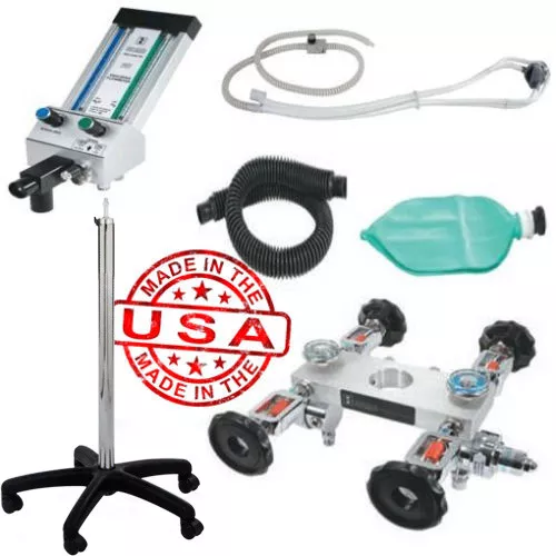 Belmed Portable Nitrous Flowmeter 4 Tank Yoke Mobile Cart with Scavenger 5142-S