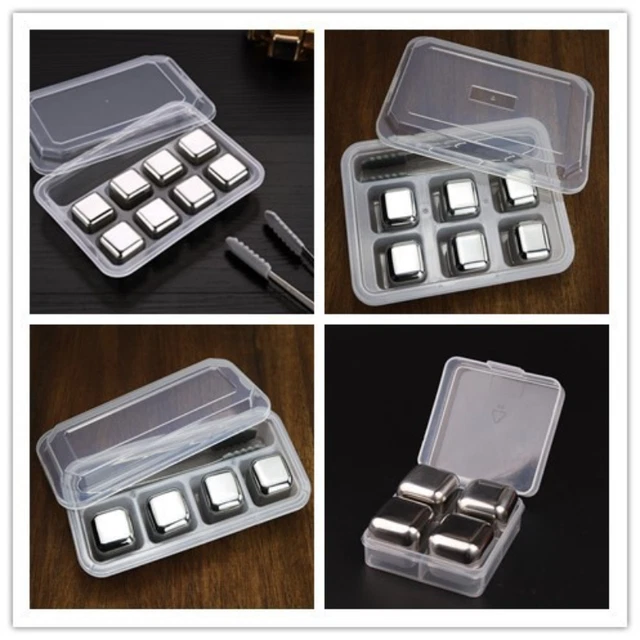 SS304 4/6/8 Metal Ice Cube Frozen Ice Particles Clip for Whiskey with Ice Tongs