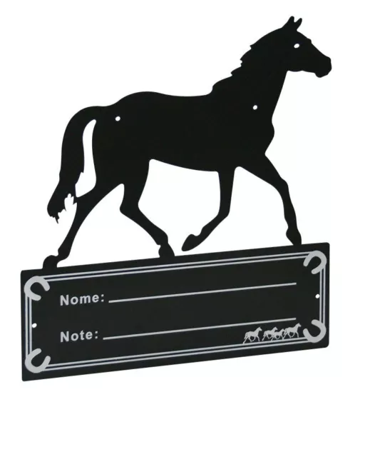 Placa de metal con la inscripción del caballo en italiano