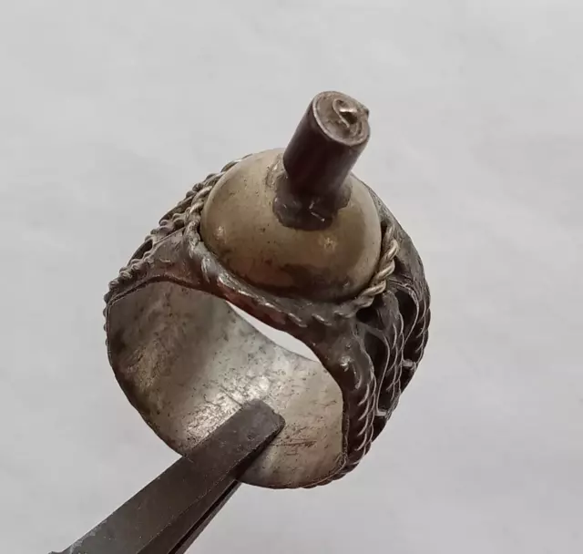 Rare Genuine Ancient Roman silver seal ring artifact intact