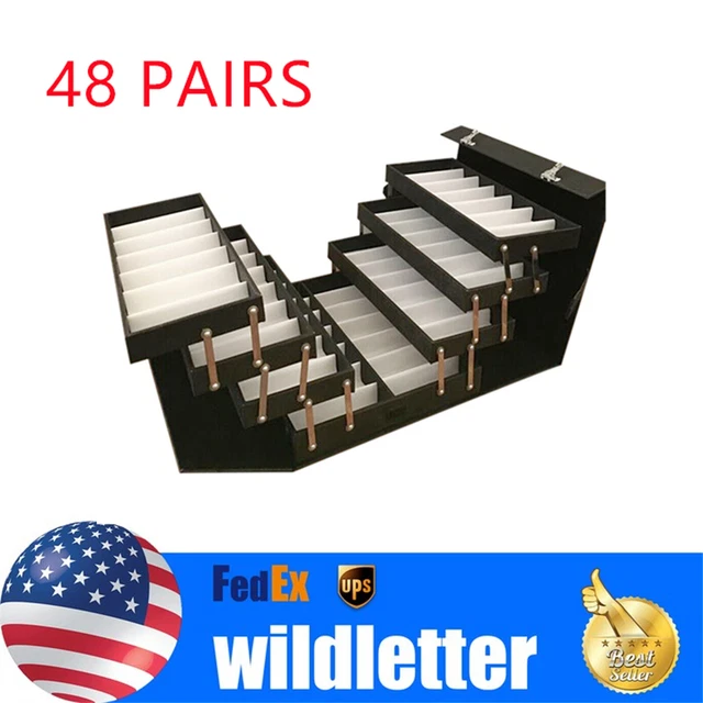 48 Pair Eyeglasses Display Case Portable Eyewear Suitcase Storage Box NEW