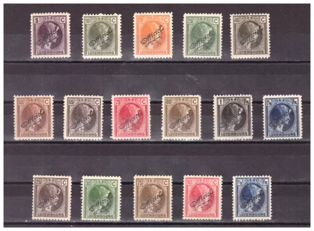 LUXEMBOURG: 1926-27 Yt: S158-S173 "Grand Duchess Charlotte Ovrp Officiel" MH Set