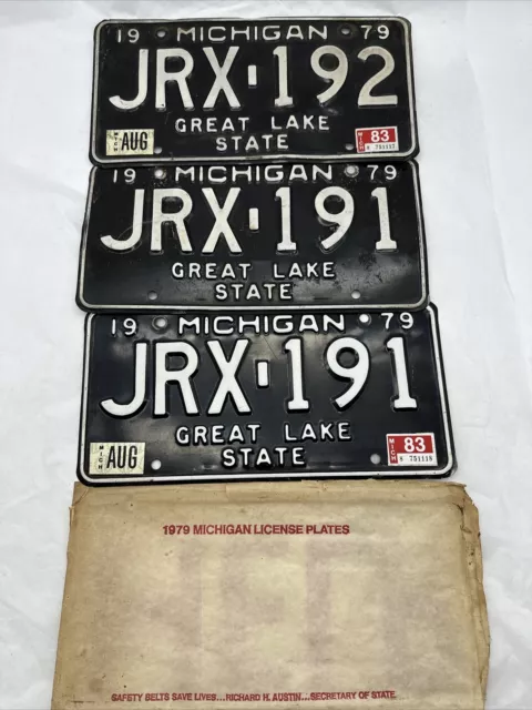 1979 Michigan License Plates - Match Pair with 1 other- good Condition