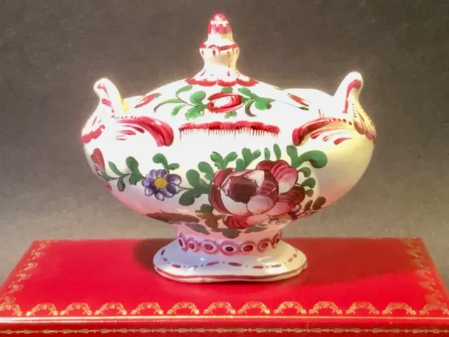 Antique French Hand Painted Floral Covered Faience Jar