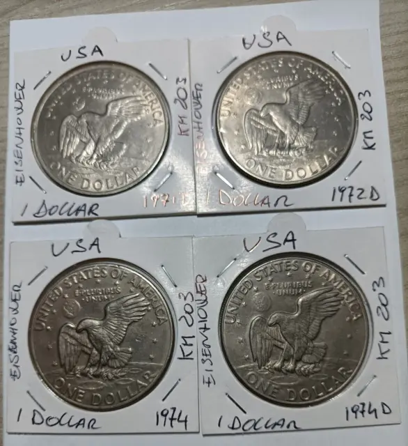 Usa - Stati Uniti -  4 Monete Da 1 Dollaro Km 203 No Doppie Leggi