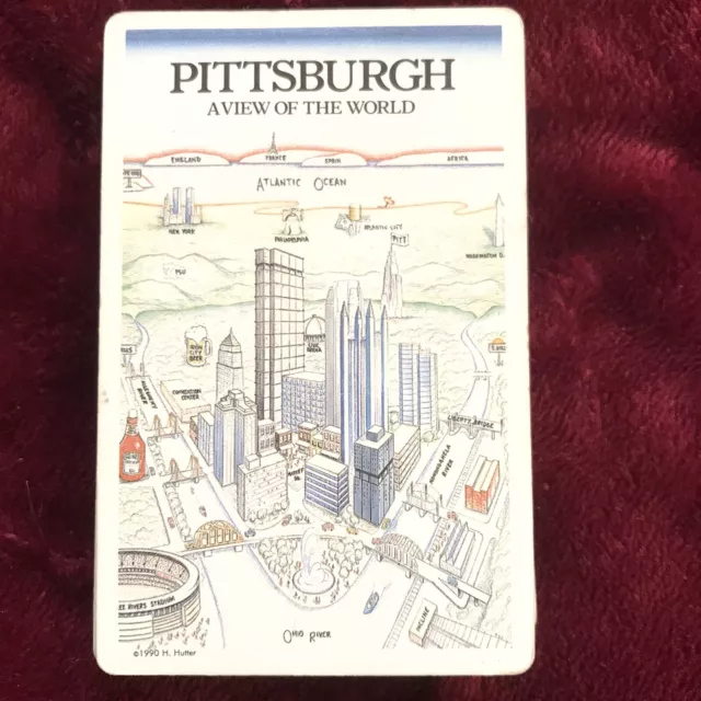 VTG  1990 Pittsburgh View of the World Souvenir Playing Cards in Plastic Box