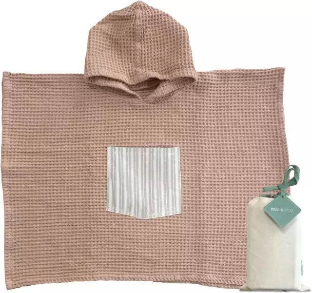 Molis&Co. Poncho Da Bagno per Bambini 5-6 Anni. Stripes. Telo Mare Con Cappuccio