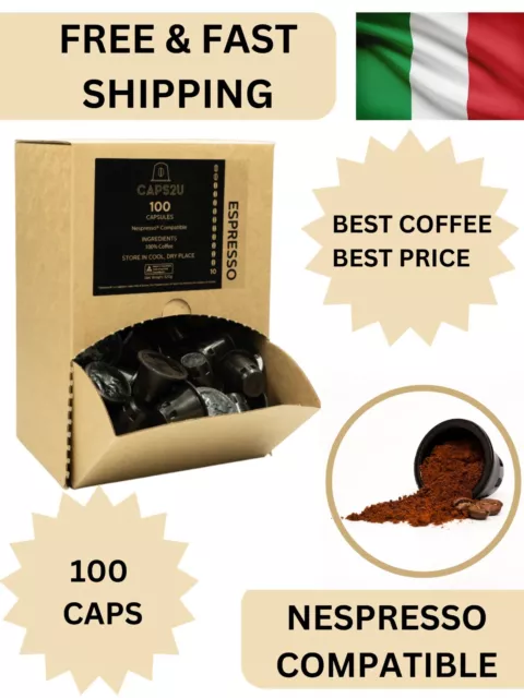 Nespresso Compatible Coffee Capsules Pods Strong Ristretto x100 Caps Australian