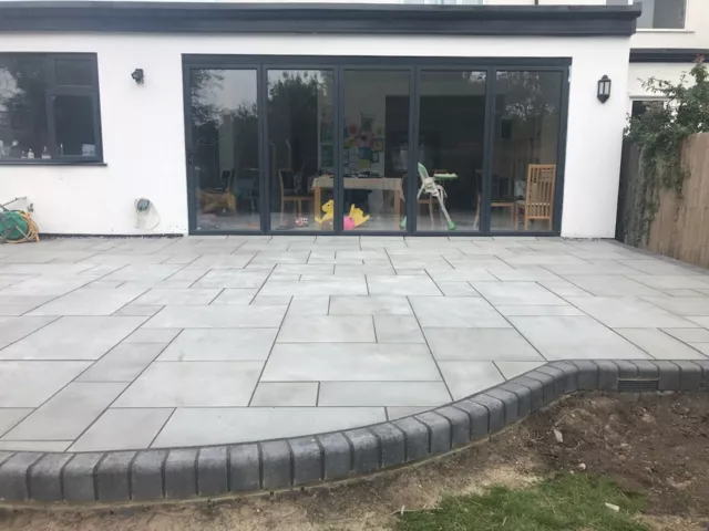 Kandla Grey Smooth Sandstone Mixed Sizes Paving Slabs 16.5m2 Patio Pack