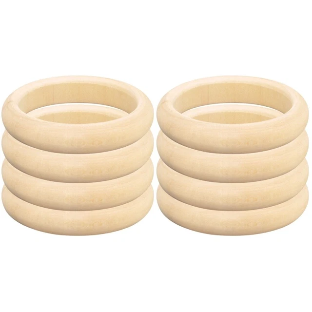 8 Pcs Unpainted Wood Bracelets Wooden DIY Kids Jewlery Wooden Ring