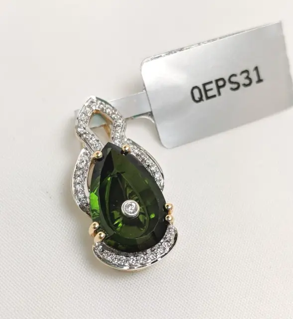 NEW 18K Gold Pendant Green Tourmaline & Diamond Gemporia Lehrer TorusRing QEPS31