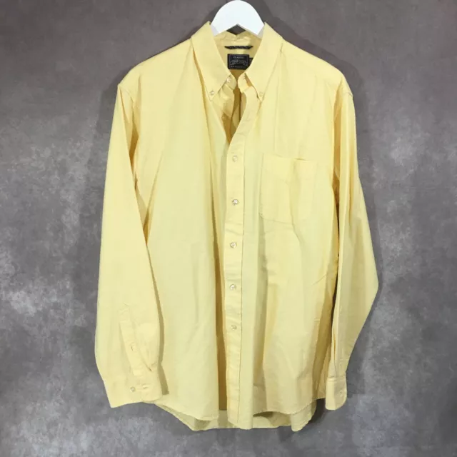 GH Bass Shirt Mens Medium Yellow Classic Oxford Cotton Long Sleeve Button Up