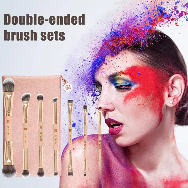 Juego de 7 cepillos de ojos cepillos de maquillaje de doble extremo sombra de ojos maquillaje belleza cosméticos