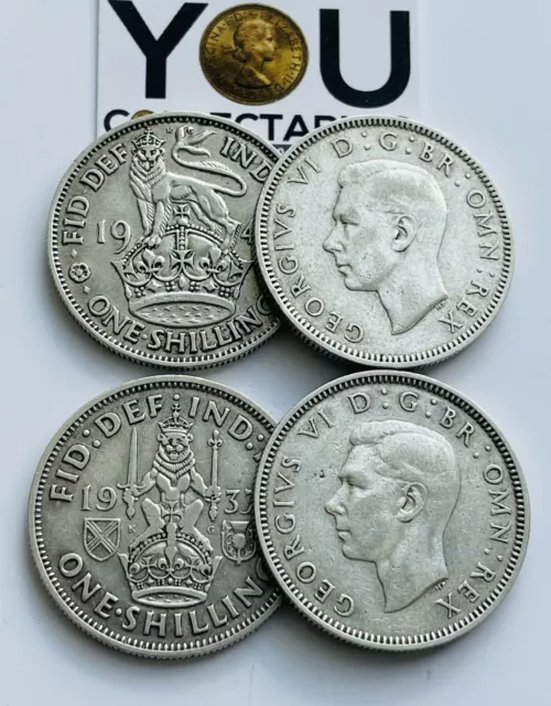 1937 to1946 King George VI One Shilling Sterling Silver Coins - Choose your year