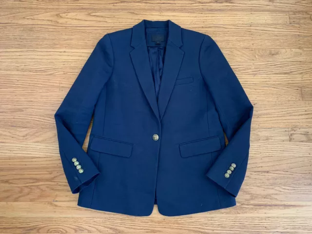 $350 J Crew Collection Rylan Blazer Womens sz 4 navy wool/ cotton blazer jacket