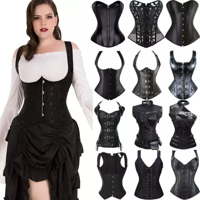 Women Sexy Boned Corset Waist Trainer Steampunk Bustier Gothic Lace Up Lingerie