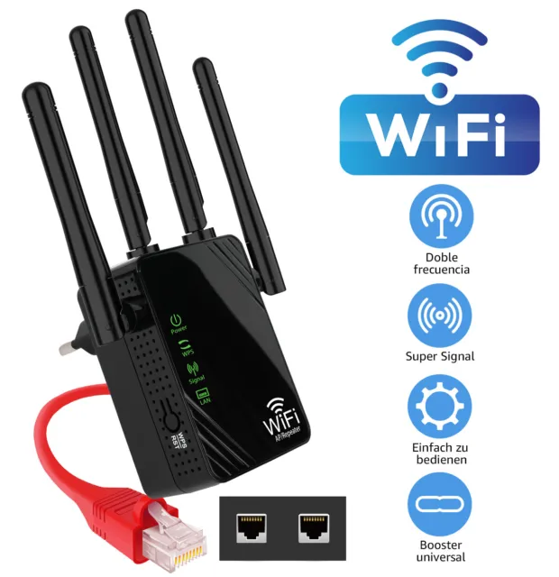 WLAN Repeater Router Range WIFI Signal Verstärker Access Point Booster 1200Mbps