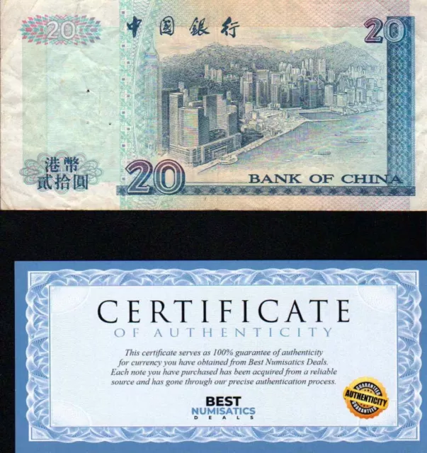 Hong Kong 20 Dollars, 1999, P-329, Bank of China Banknotes Circulated -BEST- 2