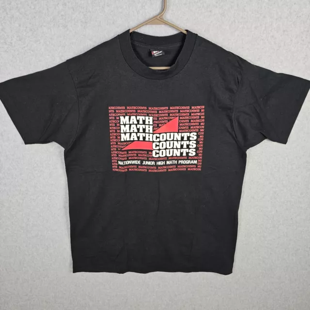 VTG MATH COUNTS T Shirt Mens XL Black Red Nerd Education 90s Single ...