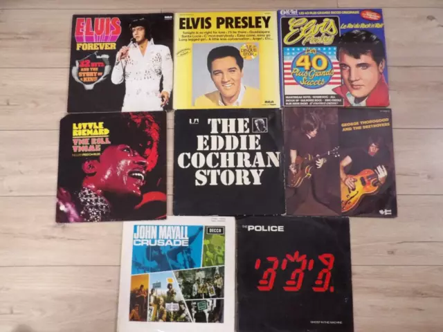 Lot de 8 Vinyls 33 T   ROCK   Elvis PRESLEY, John MAYALL, Eddie COCHRAN....