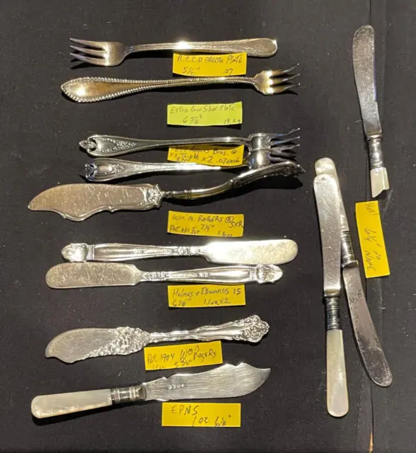 Vintage Silverware Lot of 7 Butter Knives And 4 Shrimp Forks Rogers Argyle