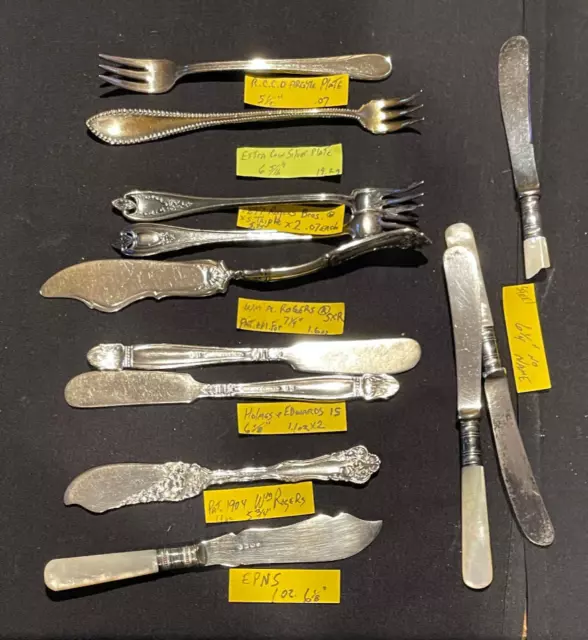 Vintage Silverware Lot of 7 Butter Knives And 4 Shrimp Forks Rogers Argyle